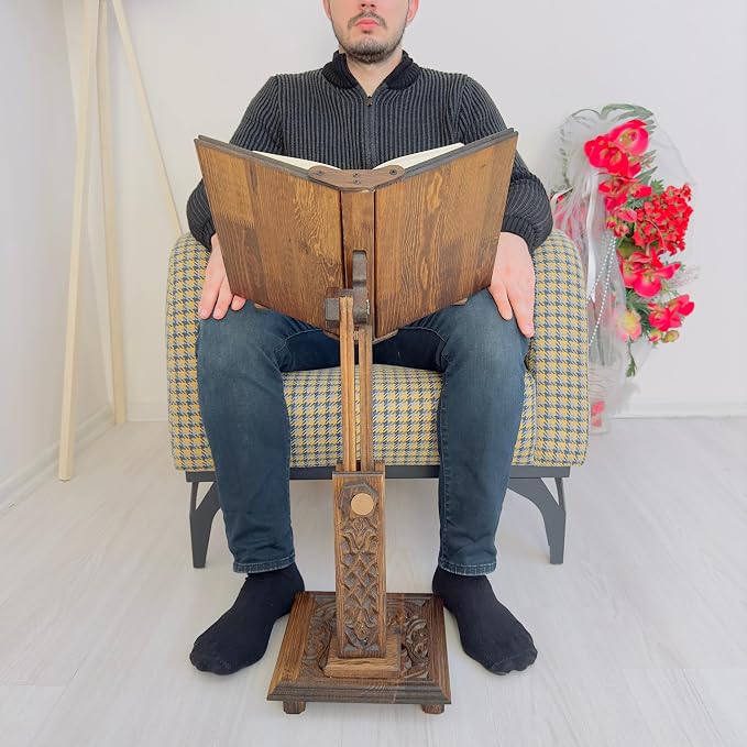 Adjustable Wooden Book Stand | Quran, Bible Holder Lectern | Cookbook Stand, Desktop Bookstand - Image 4