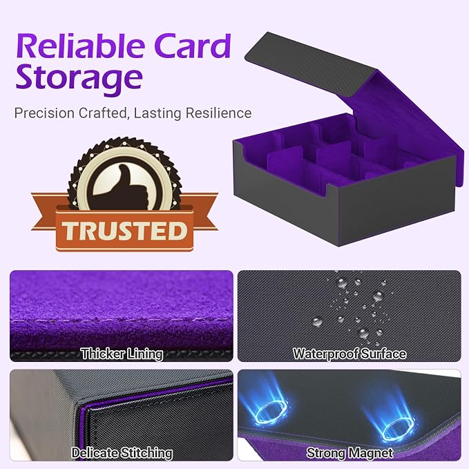 3-Row【2400+】 Trading Card Storage Box, Card Organizer Holder with 8 Dividers, Case Fit for MTG TCG Magic Commander Deck Playing Cards, Deck Box for Sport Card - Image 5