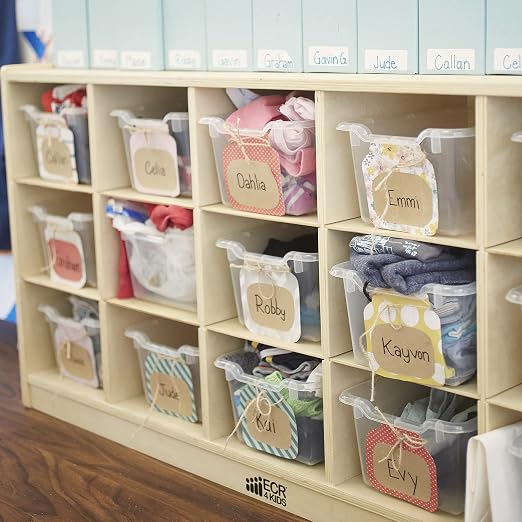 ECR4Kids Scoop Front Storage Bin, Multipurpose Organization, Clear, 5-Piece - Image 9
