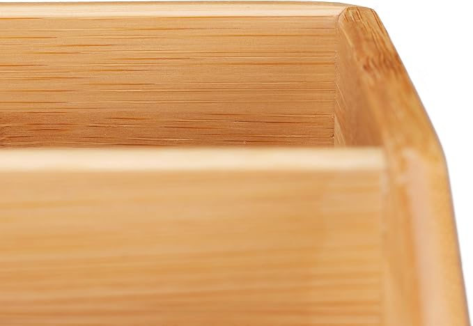 Relaxdays Office Organizer, Desk Supplies Or Make-Up, 4 Compartments & Tissue Dispenser Box, Bamboo, 14x29x19.5 cm, Natural - Image 7