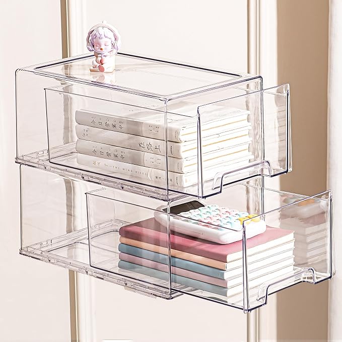 clear Drawer-Type Plastic Storage Box Bins Organizer，Family First Aid Kits Medicine cabinet Box Organizer,Closet ，Shelf，Ointments, Adhesive Bandages，Cosmetics,Office Items (clear, 2L Extra Large) by Gaoaodeyu