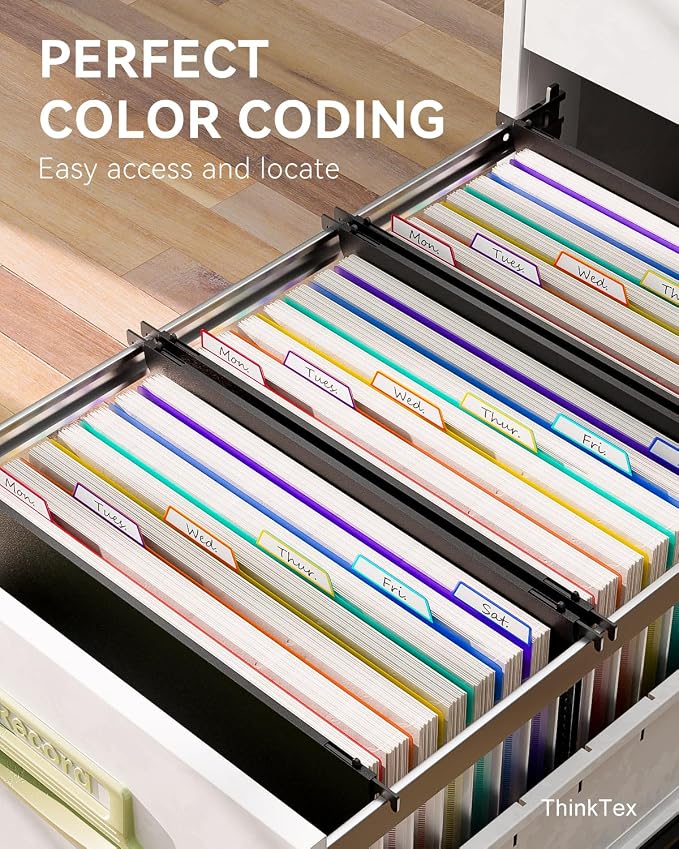 ThinkTex Plastic Expanding Hanging File Folders, 7 Innovative 1.2" Accordion Pockets, Large Capacity, Multi-Color Tabs, Legal Size for Filing Cabinet - 3 Packs | Large Capacity, Multi-Color Tabs, Legal Size for Filing Cabinet - 3 Packs - Image 5