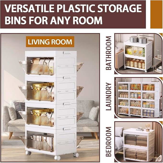 QudraKast 4-Tier Stackable Plastic Storage Bins - 37QT Stackable Storage Bins - Closet Organization and Storage, Suitable for Bedroom, Organization and Storage Boxes for Study, Toy Room, Office - Image 3
