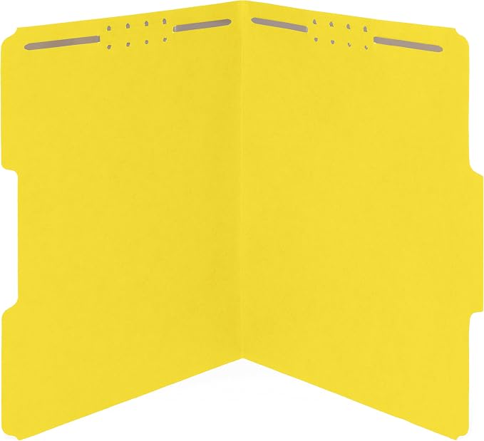 Blue Summit Supplies 50 Yellow Fastener File Folders, Letter, 1/3 Cut Tab | Durable 11pt yellow paper, reinforced 1/3 cut tabs, 2 prong fasteners, medical, law client and office files by BlueSummitSupplies