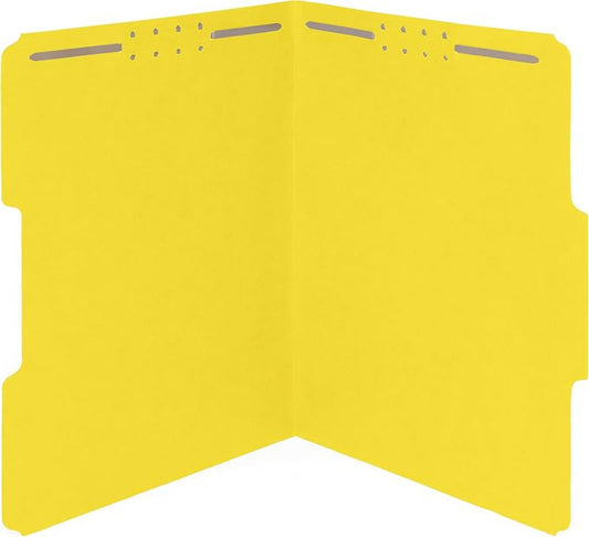 Blue Summit Supplies 50 Yellow Fastener File Folders, Letter, 1/3 Cut Tab | Durable 11pt yellow paper, reinforced 1/3 cut tabs, 2 prong fasteners, medical, law client and office files by BlueSummitSupplies