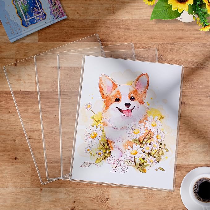 AKONEGE 5PCS 11" x 14" Rigid Print Protectors Hard Plastic Sheet Page Protectors Heavy Duty Top Loading Menu Covers Poster Sleeves Clear Plastic Paper Sleeves for Magazine Prints Photo Document - Image 7