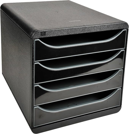 Exacompta Big-Box Glossy, 4 Drawers - Black/Glossy Black by +Office+Supplies