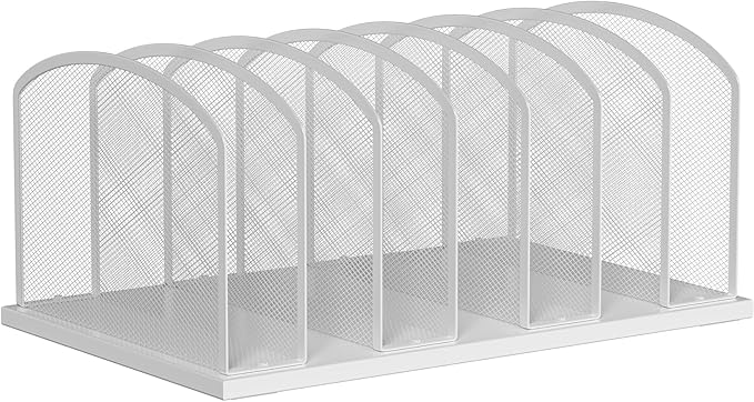 Desk File Organizer Vertical 7 Sections Mesh File Sorter Paper Storage Organizer for Desk, Office Organization File Holder Rack, White by MINDEPOT