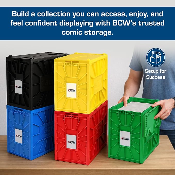 BCW Short Comic Book Bin | Holds 150 Comics | Stackable Plastic Storage | Acid-Free Organizer | Blue, Single - Image 6