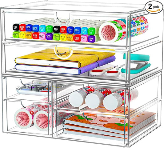 ARSTPEOE Acrylic Organizer with 6 Drawers, Bathroom Counter Organizer, Makeup Desk Organizers, Office Supplies, Storage Drawers for Cosmetic, Pencil, Coffee by ARSTPEOENeatChic