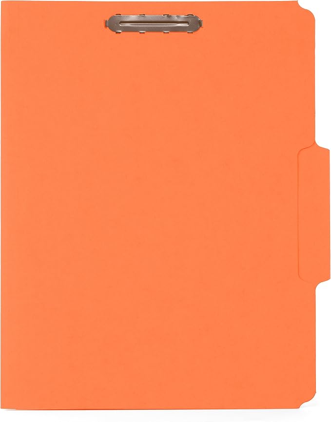 Blue Summit Supplies 50 Orange Fastener File Folders, Letter, 1/3 Cut Tab | Durable 11pt orange paper, reinforced 1/3 cut tabs, 2 prong fasteners, medical, law client and office files - Image 2