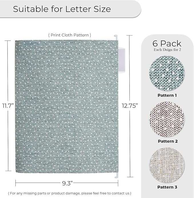 Y YOMA Letter Size - 6 Pack Extra Capacity Hanging File Folders with Pocket Accordion Decorative File Folder Cute Expandable Folder for Office Home with 1/5-Cut Adjustable Tabs, Printing Cloth Pattern - Image 4