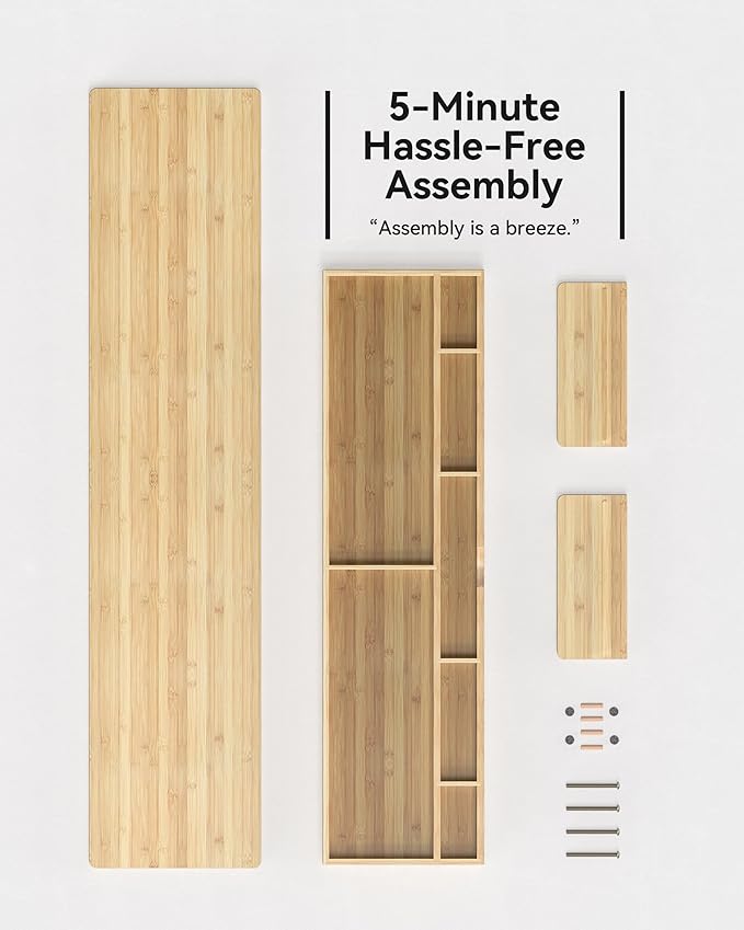42" Dual Monitor Stand Riser with Large Drawer Keyboard Storage | Double Computer Monitor Riser Shelf for 55-72 Inch Desk Aesthetic Workplace Setup Desktop Organizer Bamboo - Image 6
