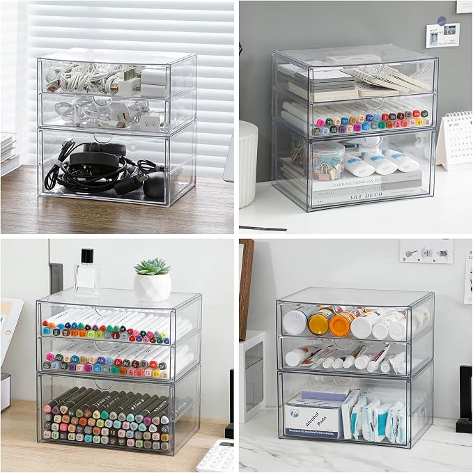 Clear Desk Drawer Organizer, 2 Pack, 3 Drawers - Image 5