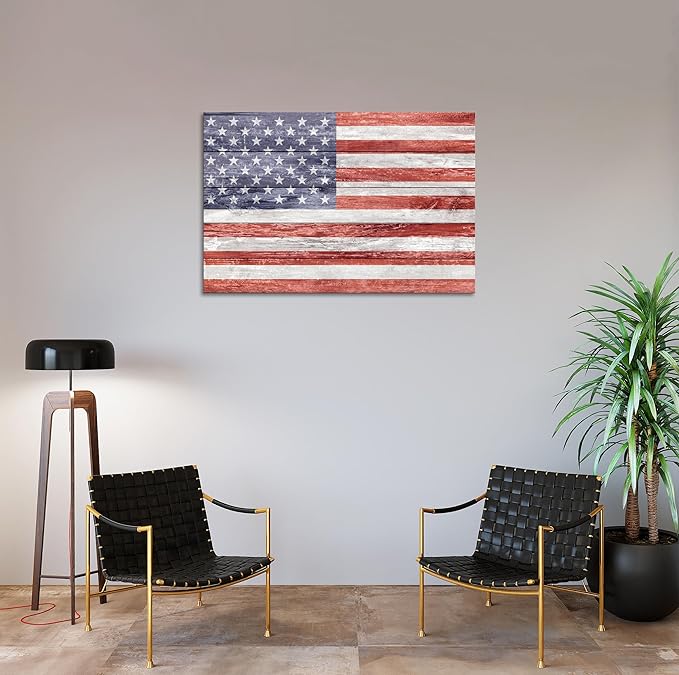 SKASNFAI Inspirational American Flag Wall Decor Picture Artwork USA Flag Patriotic Canvas Wall Art Retro Poster for Living Room College Bedroom Ready to Hang (16L x 24W)
