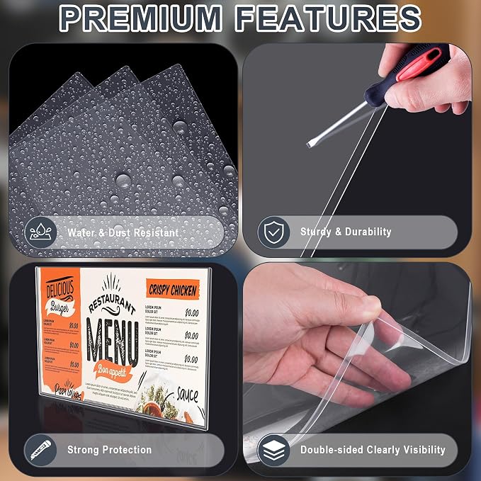 AKONEGE 5Pcs 11" x 17" Rigid Print Protectors Hard Plastic Sleeves for Prints, Menu Cover, Heavy Duty Sheet Poster Protectors Clear Plastic Sleeves for Paper Photos Documents Magazines, Horizontal - Image 3