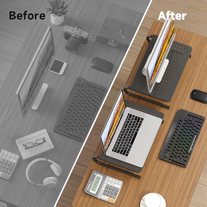 suptek Monitor Stand Riser for Computer,Laptop,Printer, Notebook and All Flat Screen Display with Vented Metal Platform and 4 Inches Height Underneath Storage (MST004-2) - Image 6
