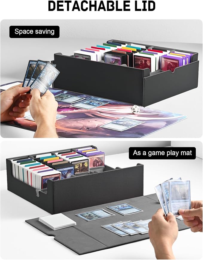 ZLCA Card Storage Box for MTG PTCG, Commander Deck Box Holds 3200+ Cards, Trading Card Storage Case with 4 Stoppers, Card Organizer for TCG Sport Cards(Black) - Image 3