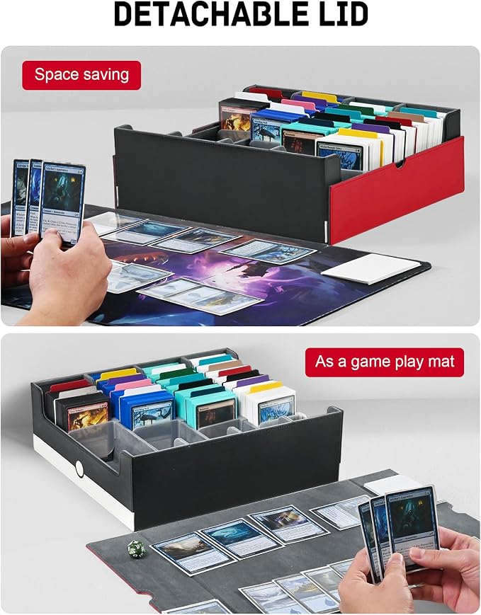 ZLCA Card Storage Box Holds 3200+, Deck Storage Case with 4 Stoppers, Card Organizer for TCG MTG PTCG(Red&White) - Image 3