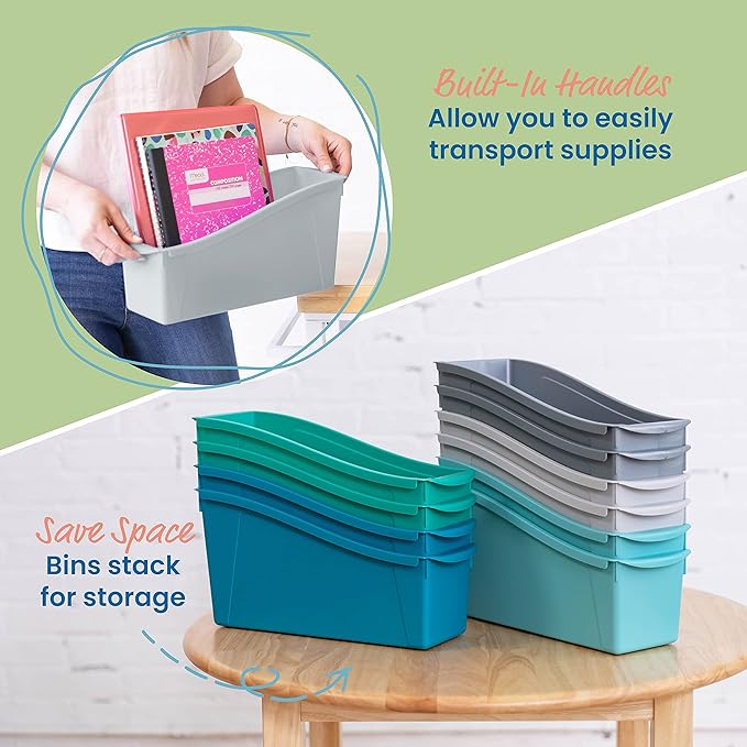 ECR4Kids Linking Plastic Storage Book Bin, Multipurpose Organization, Contemporary, 10-Piece - Image 4