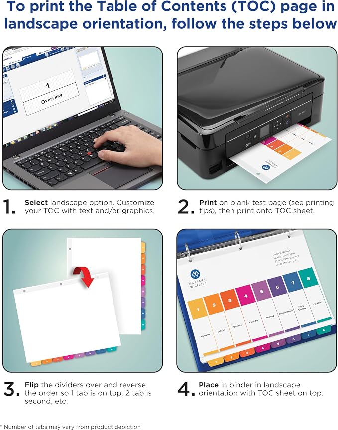 Avery A-Z Dividers for 3 Ring Binders, 26 Tabs per Set, Customizable Table of Contents, Multicolor Tabs, Great for Organizing Reports, Projects, and More (6 Sets of 11832) - Image 8
