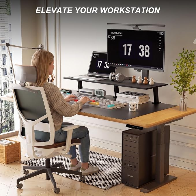 30-Inch Desktop Clamp-on Shelf & Monitor Riser, 2-in-1 Reversible Design – Fits Either Side of Desk, C-Clamp for Stability, Holds 44 lbs, for Gaming PC, Console & Office Setup - Image 4