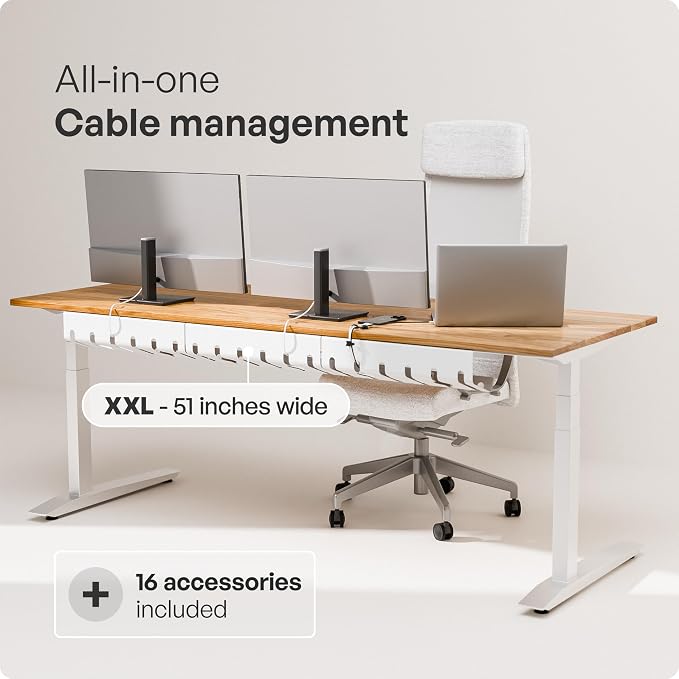 PAMO Cable Management Under Desk, Set of 3 - White | Easy under-table mounting keeps cables organized, includes 10 cable ties for a clean and tidy office or home workspace. - Image 2