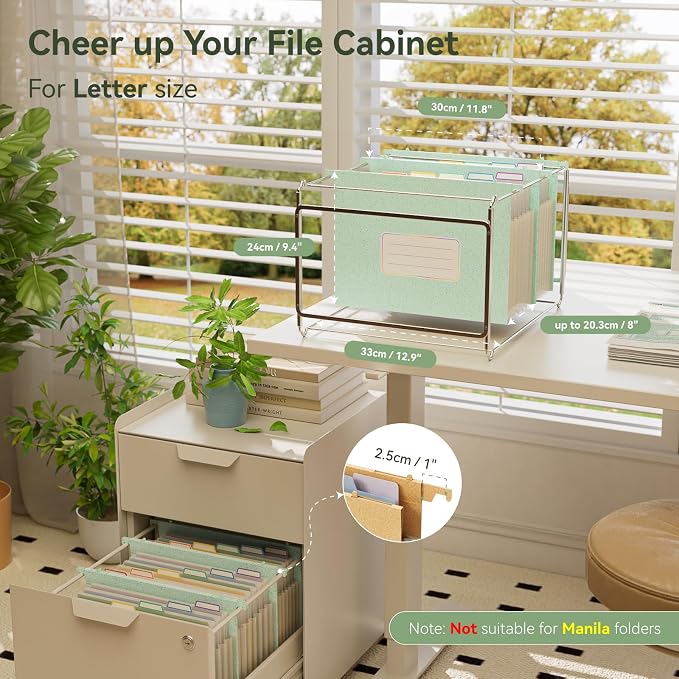 EcoStash Wheat Straw Hanging File Folders,7-Pocket Accordion Organizer | Large Capacity, Letter Size for Filing Cabinet, 100% BPA Free, Return to Nature, Healthy Living-Mint Green - Image 2