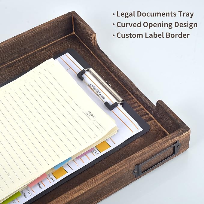11 x 17 Paper Tray Organizer Legal Size Desk Tray Wooden Paper Tray Organizer Tabloid Size Document Folder for Engineering Office &Home Desktop Document Organizer - Image 7