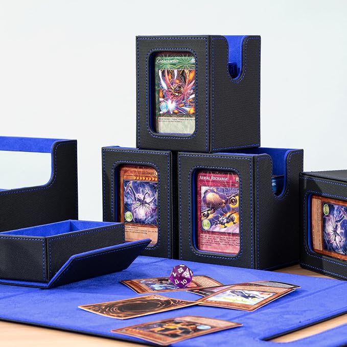 Card Storage Box MTG Deck Box, Trading Card Storage Box, Commander Deck Box, 500+Double-Sleeved Cards,TCG Sports Card Storage, Mtg Commander Deck Box (Black&Blue) - Image 4