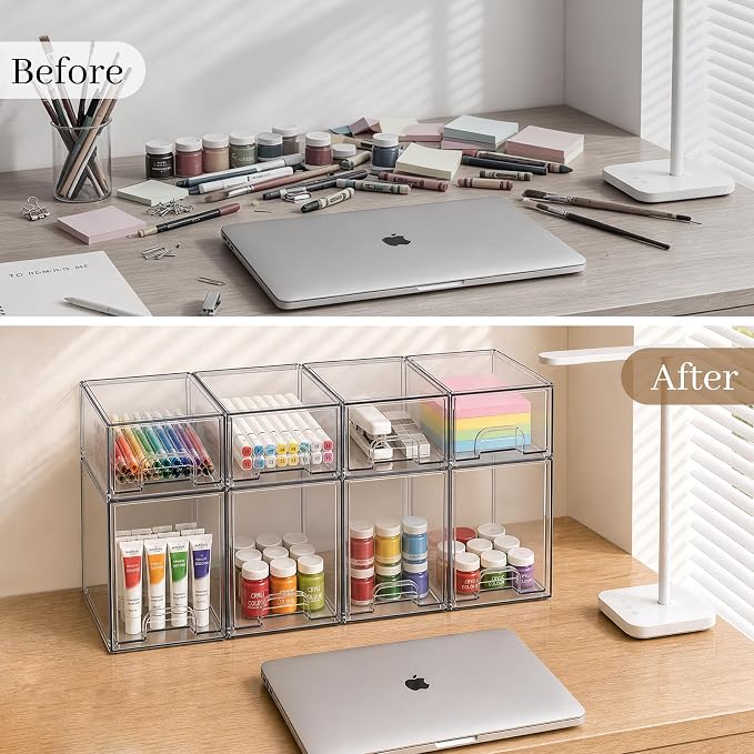 Clear Stackable Storage Drawers, Baby Bottle Organizer, Easily-Access Makeup Organizer, Durable Containers for Bathroom Countertop, Pantry and Medicine Cabinet Organizer - Image 5