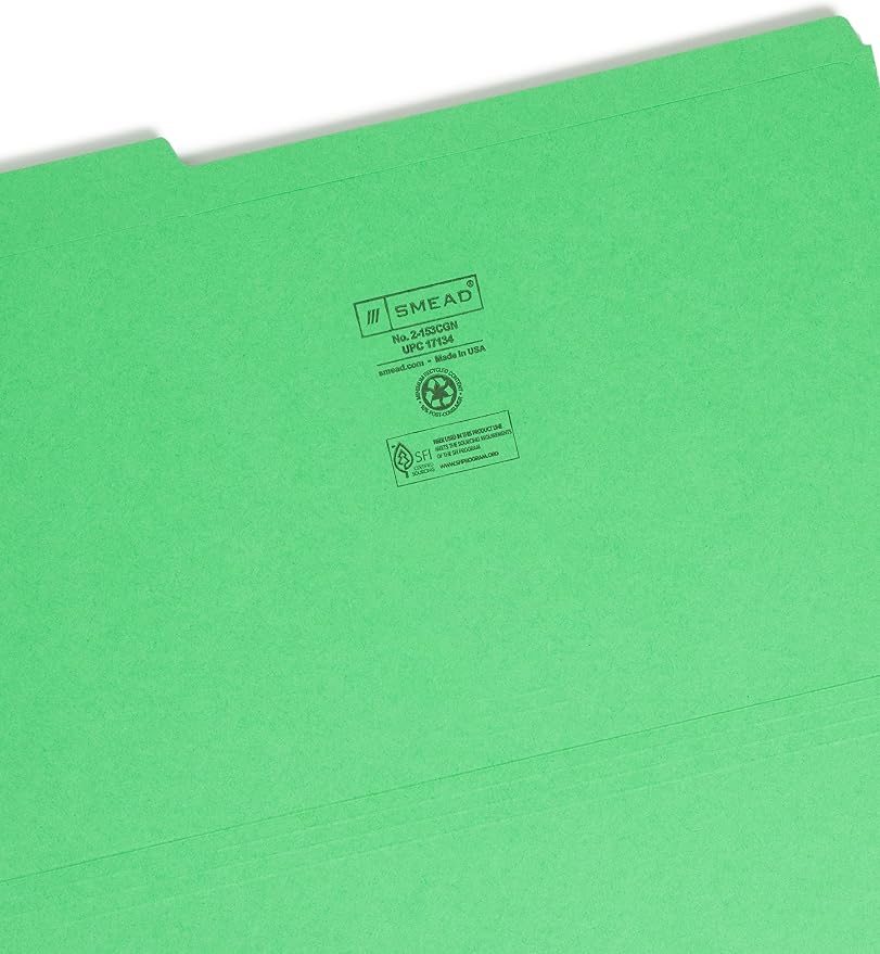 Smead File Folder, Reinforced 1/3-Cut Tab, Legal Size, Green, 100 per Box (17134) - Image 3