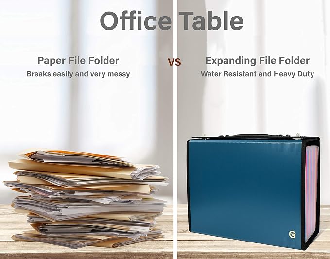 CNK Accordion File Organizer - 36 Pocket Teal Folder with Ergonomic Handle, Double Lock Buckles, Protects Documents, Durable Polypropylene, 8.5 x 11 in - Image 7