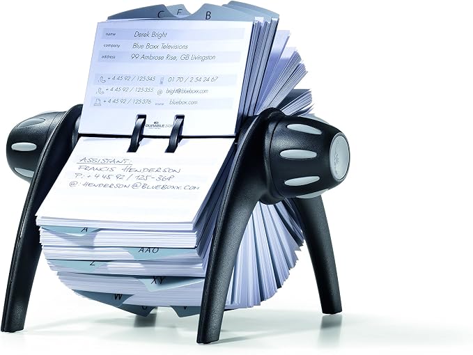 Durable Telindex Rotary Address Card Holder - Includes 500 Double-Sided Card Pockets - Includes A-Z Index - Made from Black Plastic - Image 2