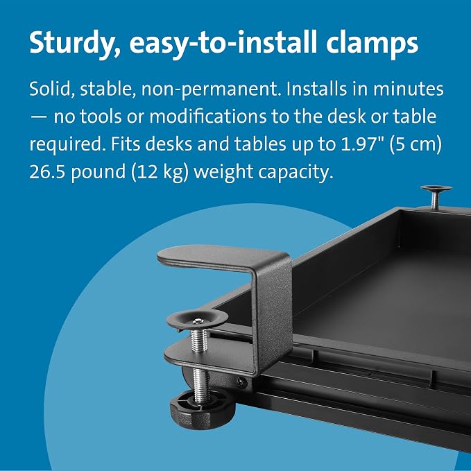 Kensington Clamp-On Storage Drawer, Under Desk Storage Drawer & Damage-Free Installation (K52175WW) - Image 2