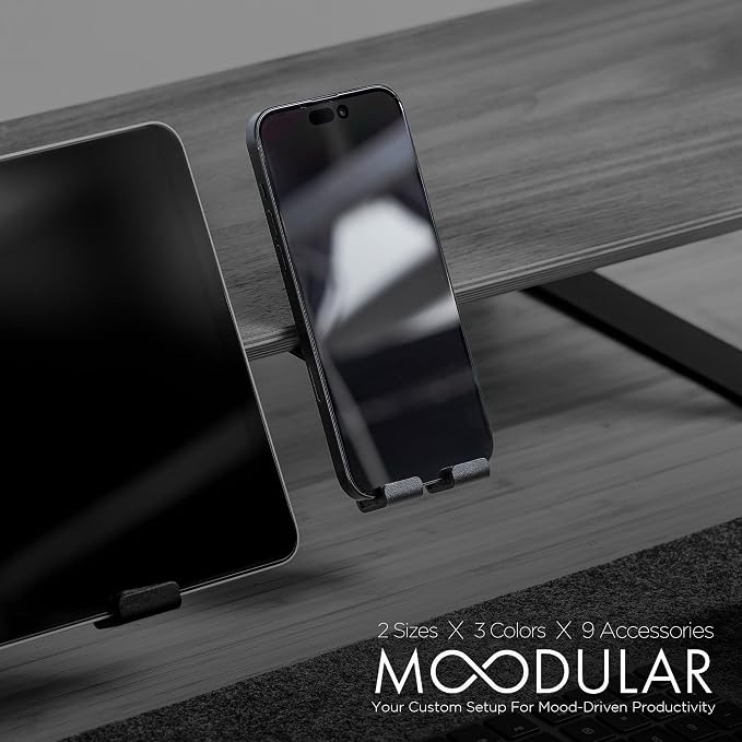 Moodular Phone Stand Add-On for Slide Rails, Do Not Use Alone | Accessory Only, Convenient Access, Hands-Free Viewing, Durable & Stable, Space-Saving, Metal, Felt-Liner, Black, MSA-PS - Image 2