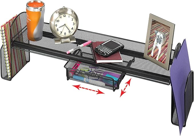 Safco Onyx Mesh Off-Surface Desk Organizer 3604BL, Black Powder Coat Finish, Durable Steel Mesh Construction - Image 2