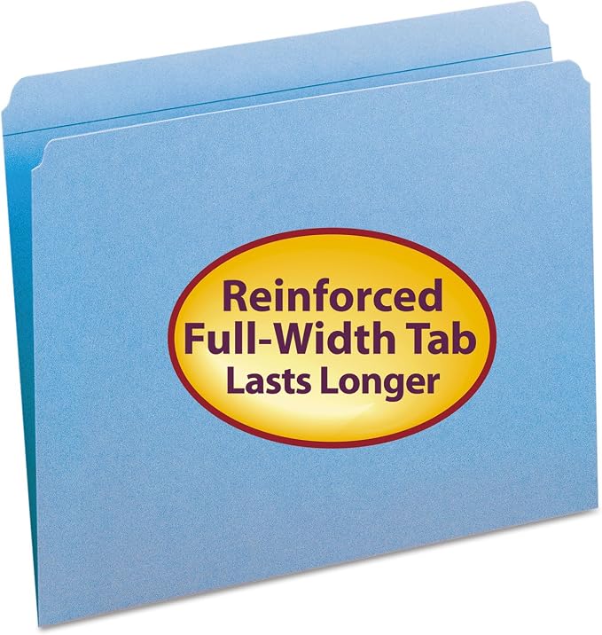 Smead File Folder, Reinforced Straight-Cut Tab, Letter Size, Blue, 100 per Box (12010) by SMEAD