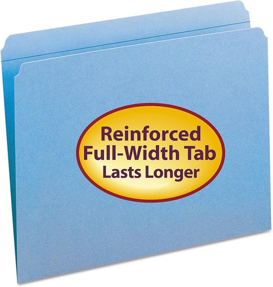 Smead File Folder, Reinforced Straight-Cut Tab, Letter Size, Blue, 100 per Box (12010) by SMEAD