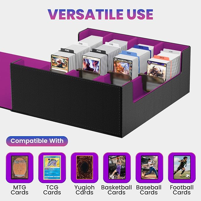 3500+ Trading Card Storage Box,4-Row MTG Deck Box with 36 Dividers & 8 Stoppers,Commander Deck Case Fits For Toploaders, Magnetic Card Holder,TCG,YugiOh and Sport Cards - Image 5