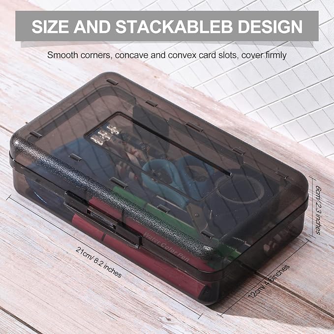 Leelosp 12 Pack Clear Pencil Boxes for School Bulk, Large Plastic Pencil Case with Lid, Stackable Hard Crayon Storage Box for Classroom Kids, Desk Drawer Organizer for Office Home(Gray) - Image 2
