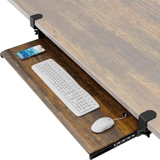 Keyboard Tray Under Desk Pull Out with Extra Sturdy C Clamp Mount System, 32.8 (38 inch Including Clamps) x 12 Inch Slide-Out Platform Computer Drawer for Typing Vintage AX01WG202 by 1