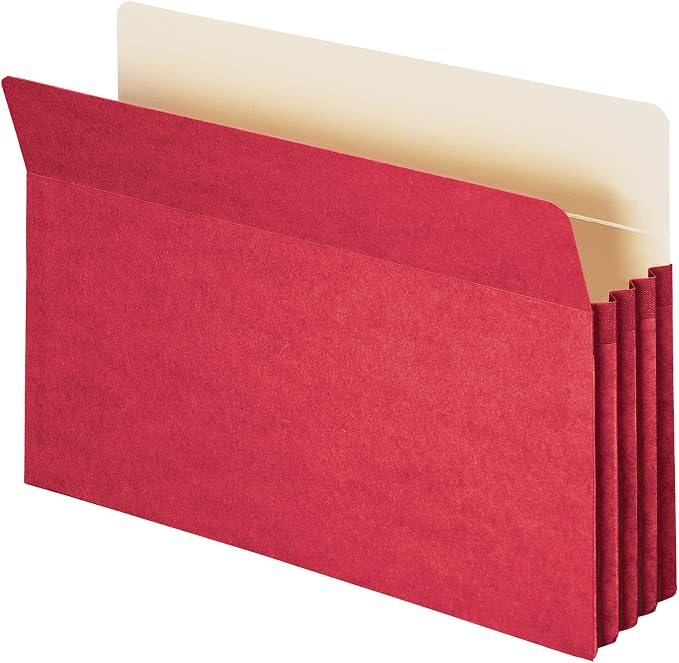 Smead File Pocket, Straight-Cut Tab, 3-1/2" Expansion, Legal Size, Red, 25 per Box (74231) by SMEAD