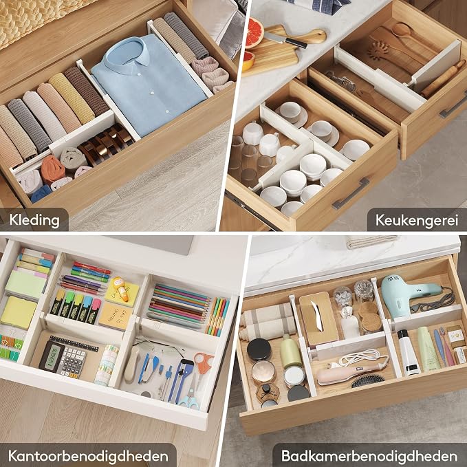 Lifewit 4" High Upgrade Drawer Divider, Adjustable Drawer Organizer Clothes | 5 Pack 11"-17" Expandable Beige Plastic Drawer Separator for Dresser, Kitchen, Closet, Nursery, Office Organization & Storage - Image 8