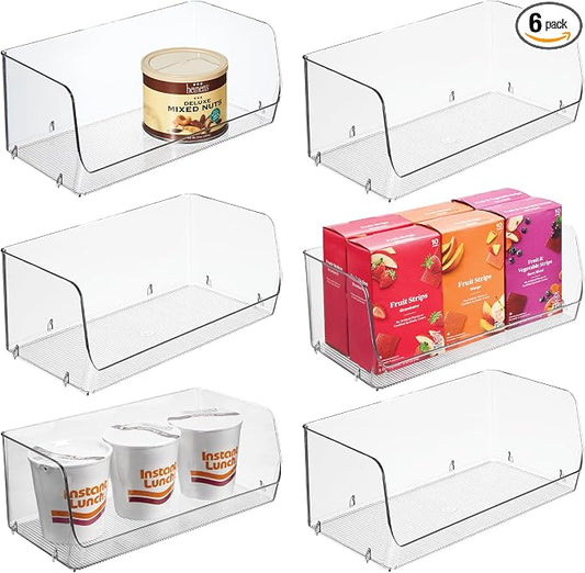 iDesign Stackable Open-Front Storage Bins, Set of 6, Clear | Kitchen and Pantry Organization by iDesign