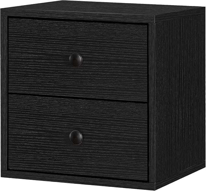 FUSUNBAO Magic DIY Cube Storage Organizer Stackable Cubes for Home Books Clothes Toy-Modular Cubby Storage System-Office Cubical-Bookcase Closet (Black, Drawer Cube) by FUSUNBAO