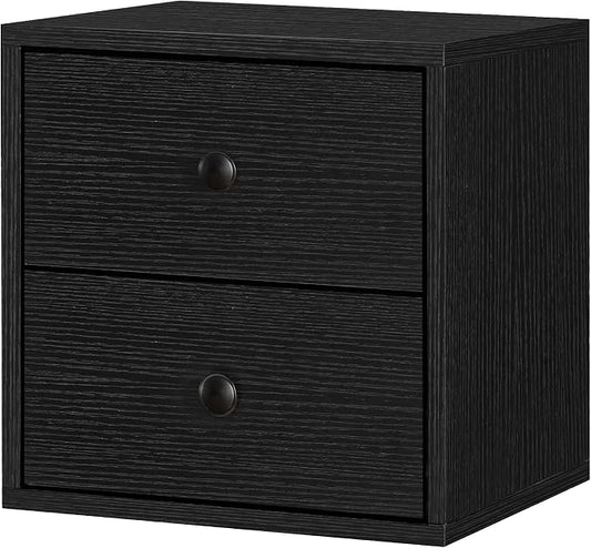 FUSUNBAO Magic DIY Cube Storage Organizer Stackable Cubes for Home Books Clothes Toy-Modular Cubby Storage System-Office Cubical-Bookcase Closet (Black, Drawer Cube) by FUSUNBAO