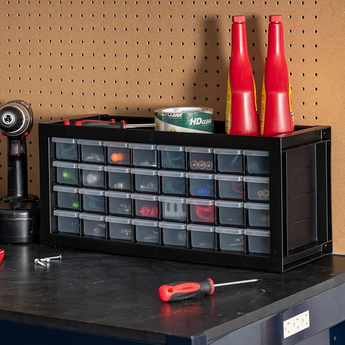 IRIS USA 32-Drawer Tool Organizer, Nuts & Bolts, Small Parts, Black | Wall mountable, Stackable, Hardware, Electronics, Teacher Toolbox, Small Parts, Nuts & Bolts, Screws - Image 2