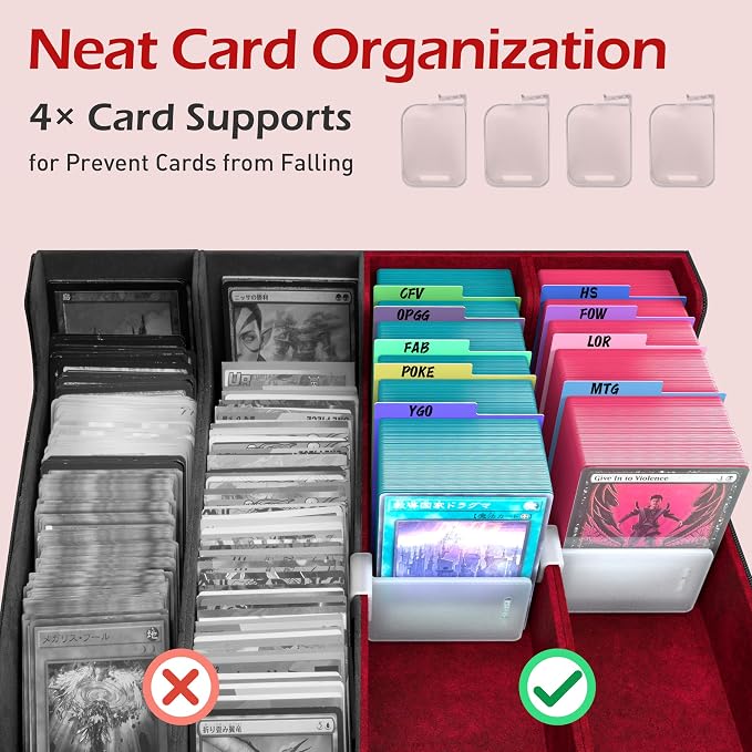 4-Row【3200+】 Trading Card Storage Box, Card Organizer Holder with 24 Dividers, Case Fit for MTG TCG Magic Commander Deck Playing Cards, Deck Box for Sport Card - Image 5