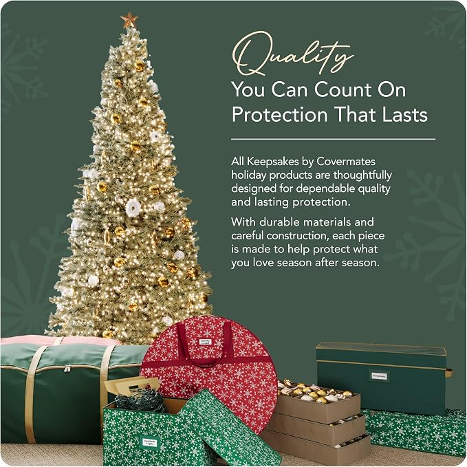Covermates Keepsakes Adjustable Ornament Storage Bag – Heavy-Duty Polyester, Padded Dividers & FlexGrid Trays – Protective Holiday Ornament Organizer with Handles & Label Window, Red - Image 7